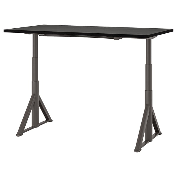 IDÅSEN Desk sit/stand, black/dark grey, 160x80 cm