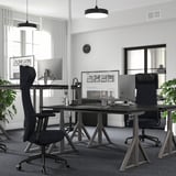 IDÅSEN Desk sit/stand, black/dark grey, 160x80 cm