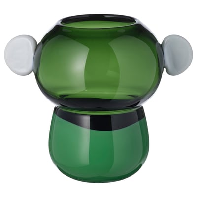 IKEA PS 2026 Vase, glass/green/white, 22 cm