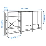 IVAR 3 sections/shelves/cabinet, pine, 259x30x124 cm