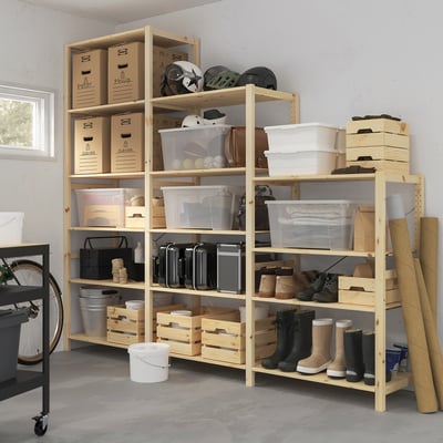 IVAR 3 sections/shelves, pine, 259x30x226 cm