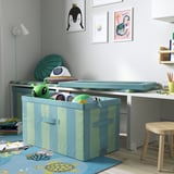 JÄTTEBJÖRN Box with lid, blue/green, 81x45x44 cm