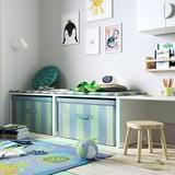 JÄTTEBJÖRN Box with lid, blue/green, 81x45x44 cm