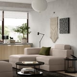 JÄTTEBO 2,5-seat mod sofa w chaise longue, left with headrest/Samsala grey-beige