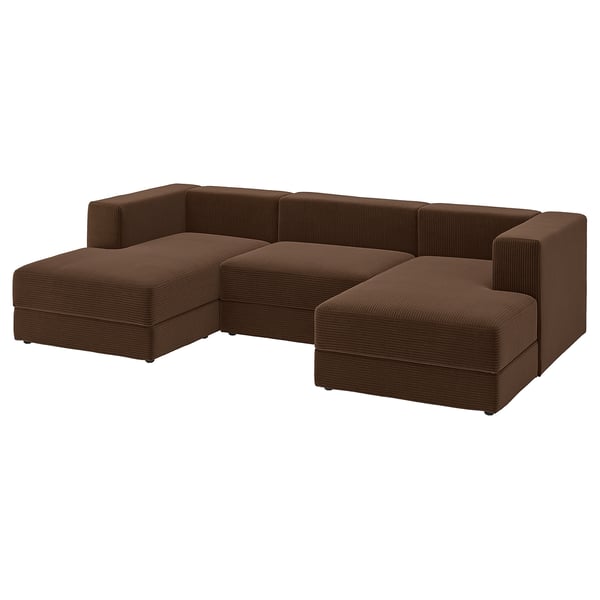 JÄTTEBO 3,5-seat mod sofa w chaise longues, armrests Samsala/dark brown