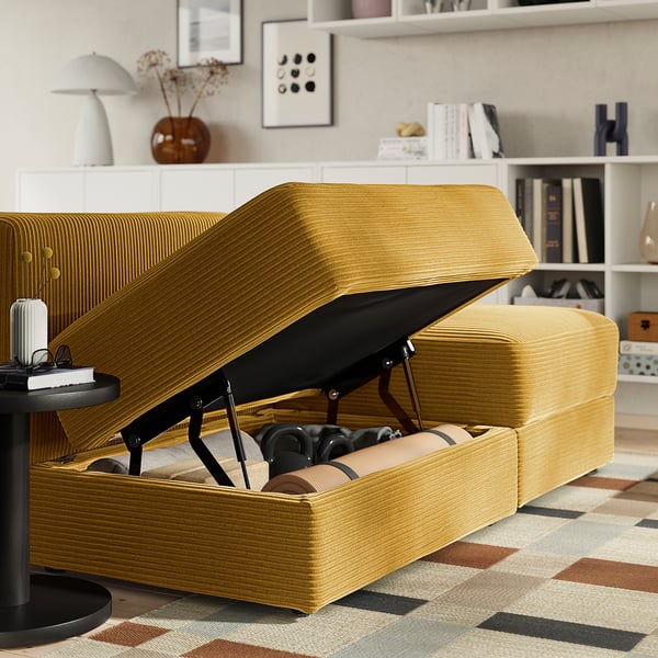 JÄTTEBO Modular corner sofa, 6 seat, Samsala yellow-brown