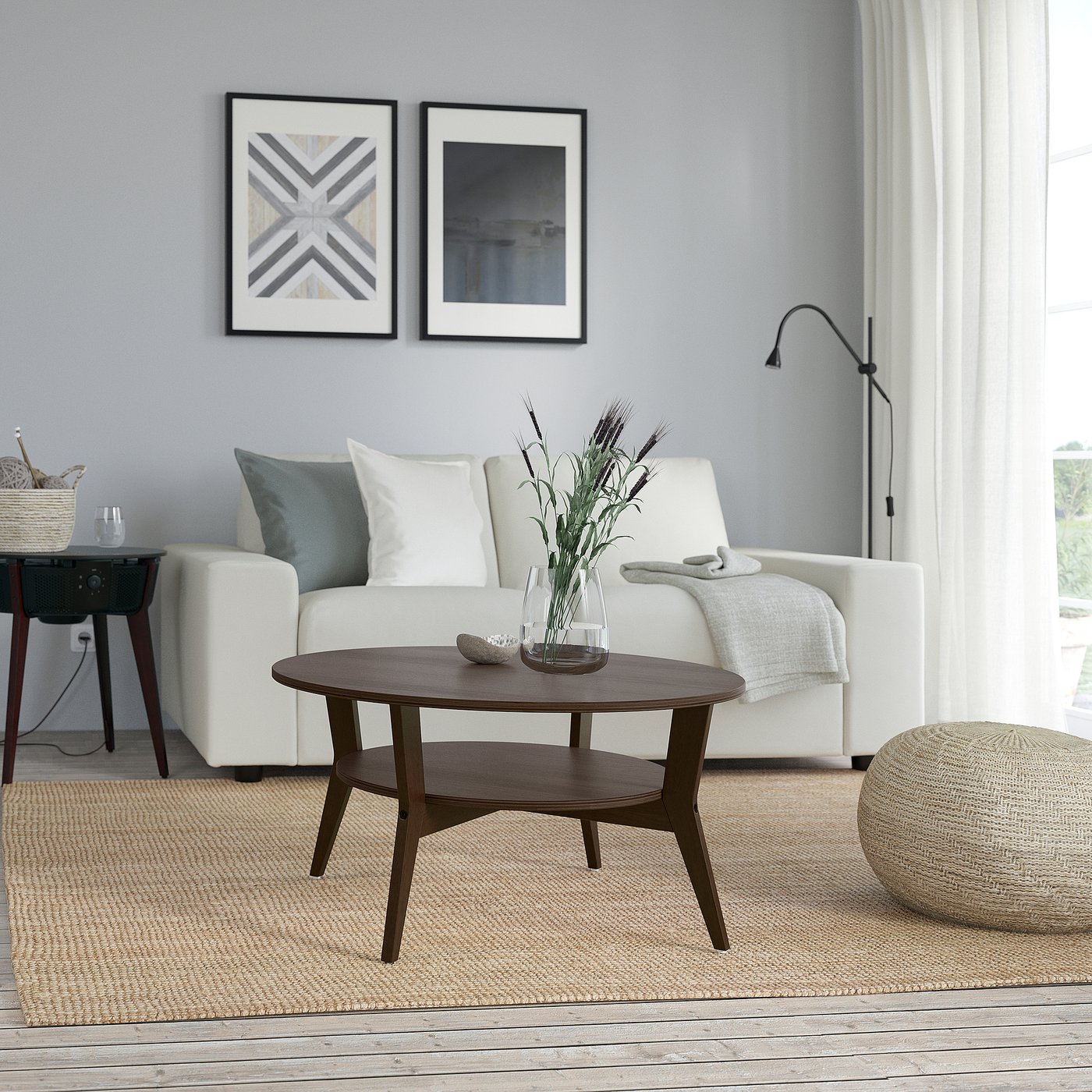 JAKOBSFORS coffee table, dark brown stained oak veneer, 80 cm