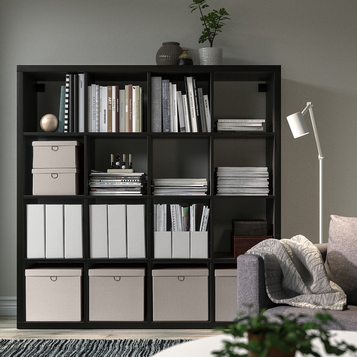 KALLAX shelving unit, black-brown, 147x147 cm - IKEA Switzerland