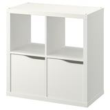 KALLAX Shelving unit, with 2 doors/wave shaped white, 77x77 cm