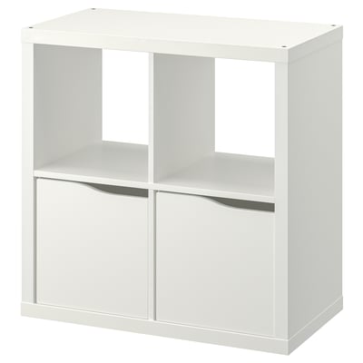 KALLAX Shelving unit, with 2 doors/wave shaped white, 77x77 cm