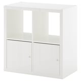 KALLAX Shelving unit with doors, high-gloss/white, 77x77 cm