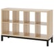 Option: KALLAX Shelving unit with underframe, white stained oak effect/black, 147x94 cm