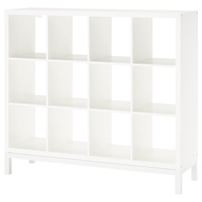 KALLAX Shelving unit with underframe, white/white, 147x129 cm