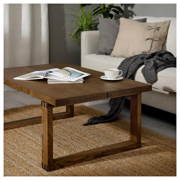 KALLBÄCKEN Coffee table, oak veneer brown stained, 114x72 cm