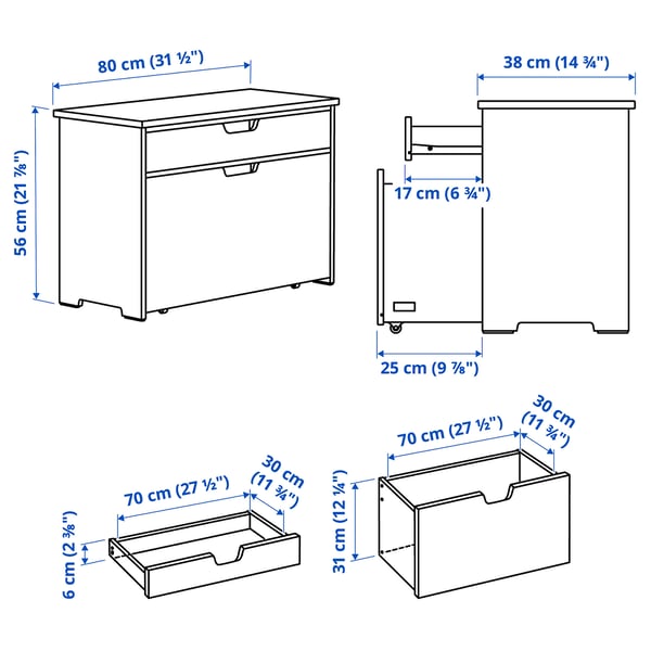 KALLSÖ Storage bench, grey, 80x38x56 cm