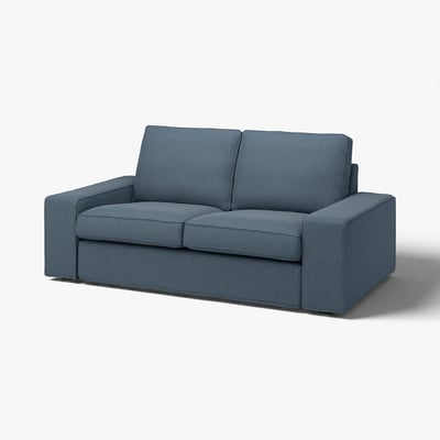 Blue KIVIK sofa, modern design, plush cushions, square arms.