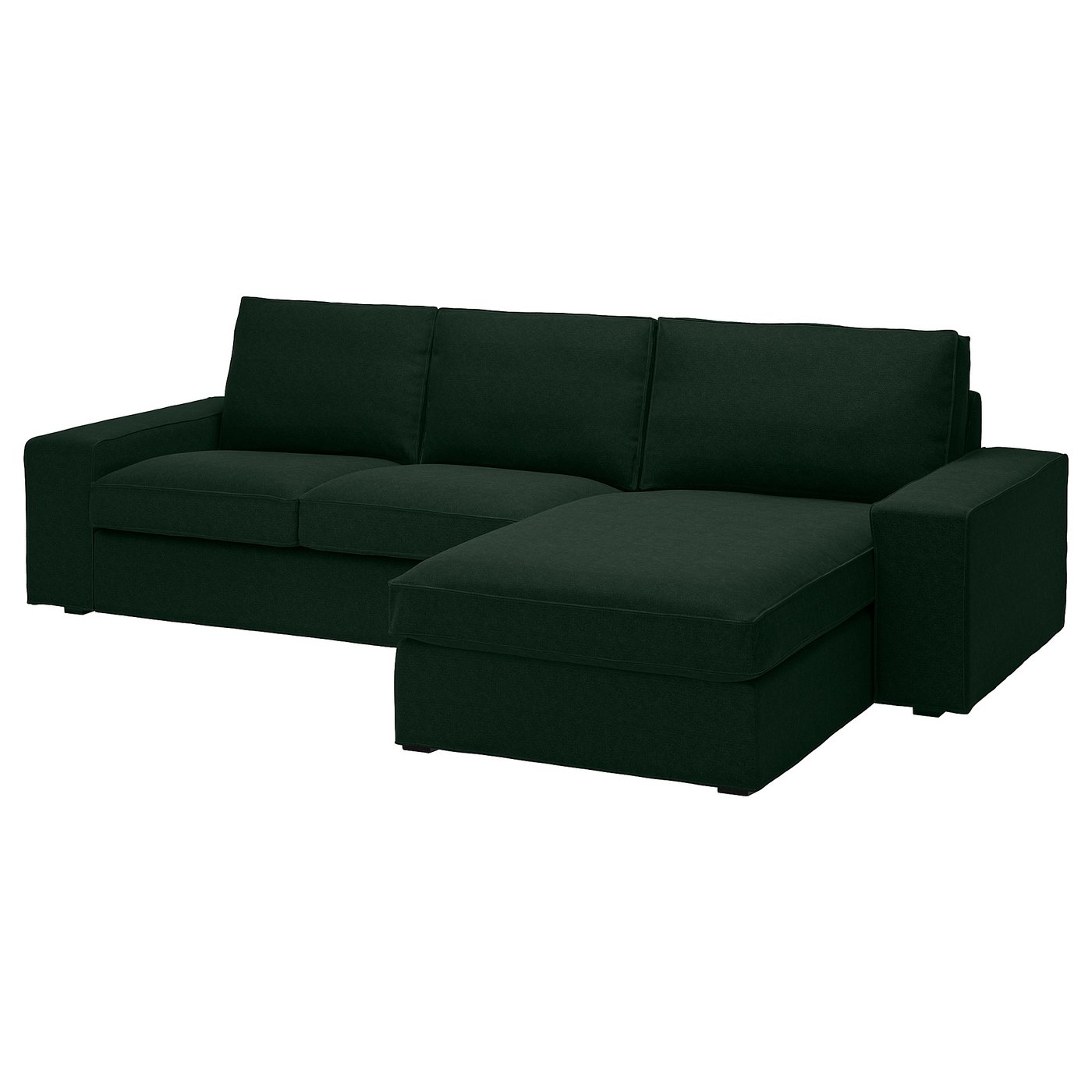 KIVIK 3-seat sofa with chaise longue, Tallmyra dark green - IKEA
