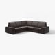 Brown leather KIVIK sectional sofa with deep seats and low armrests, perfect for relaxing.