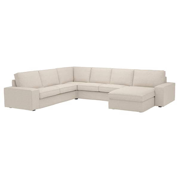 KIVIK Corner sofa, 5-seat w chaise longue, Gunnared beige