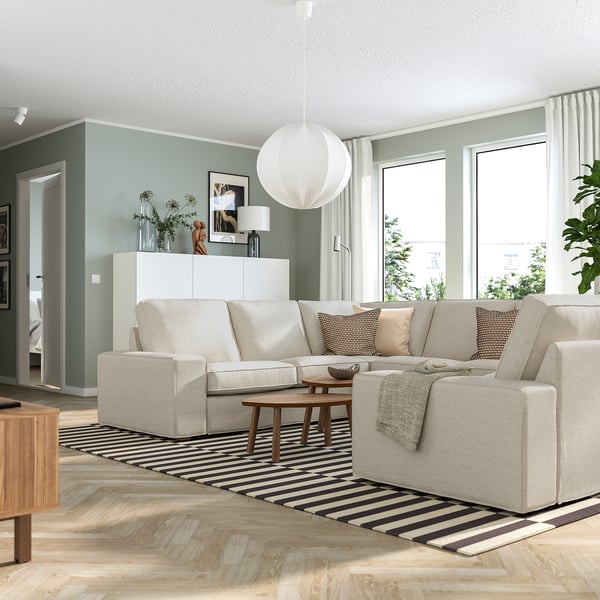 KIVIK U-shaped sofa, 6 seat, Gunnared beige