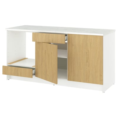 KNOXHULT Base cabinet with doors and drawer, oak effect, 180 cm