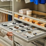 KOMPLEMENT Pull-out tray with insert, grey-beige/light grey, 100x58 cm