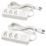 KOPPLA 3-way socket with switch, earthed/white, 1.5 m