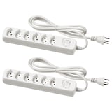 KOPPLA 6-way socket with switch, earthed/white, 1.5 m