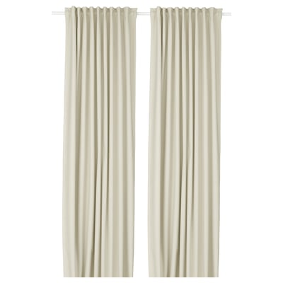 KORGMOTT Block-out curtains, 1 pair, beige/with heading tape, 145x300 cm