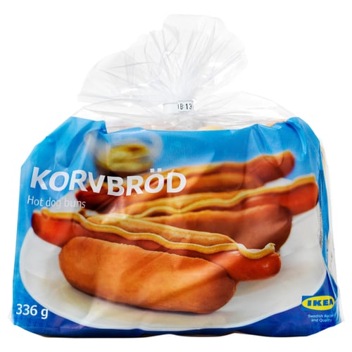 Package of IKEA hot dog buns, 336g.