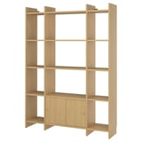 LÅDMAKARE Storage combination w sliding doors, with shelves/oak effect, 158x35x212 cm