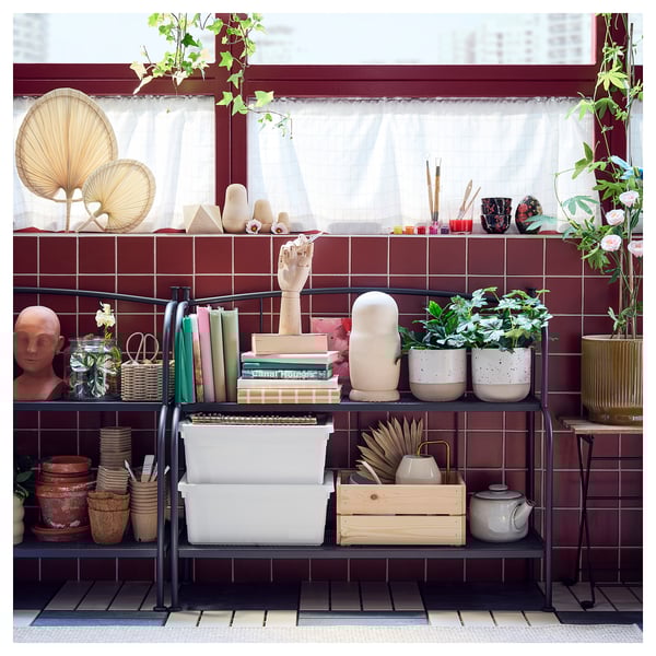 LÄCKÖ Shelving unit, grey outdoor/indoor, 92x76 cm