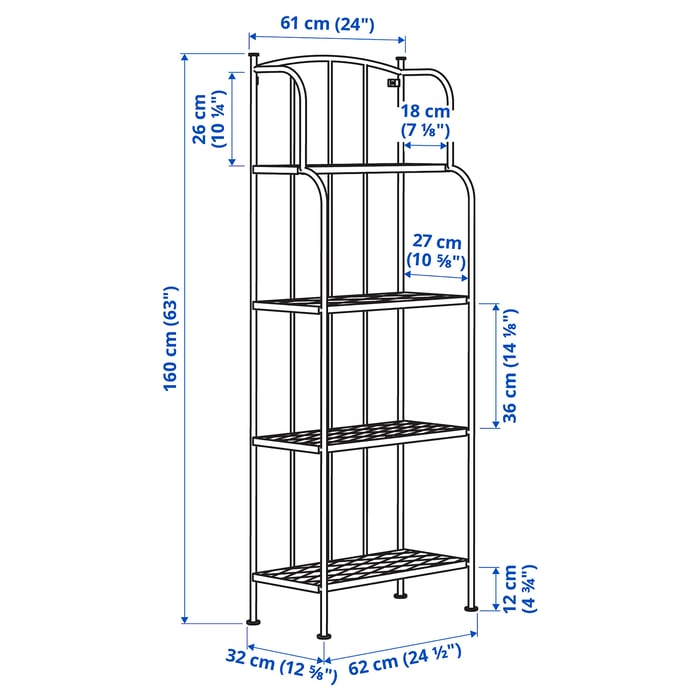 LÄCKÖ shelving unit, outdoor, grey, 61x160 cm IKEA Switzerland