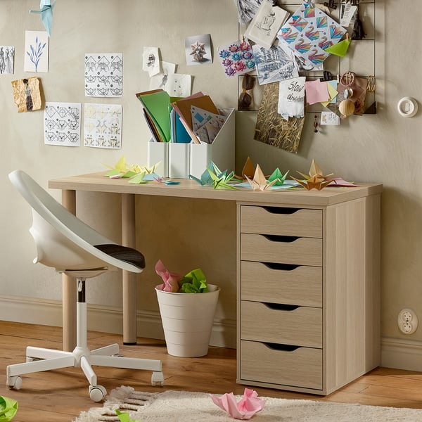 LAGKAPTEN / ALEX Desk, white stained/oak effect, 120x60 cm