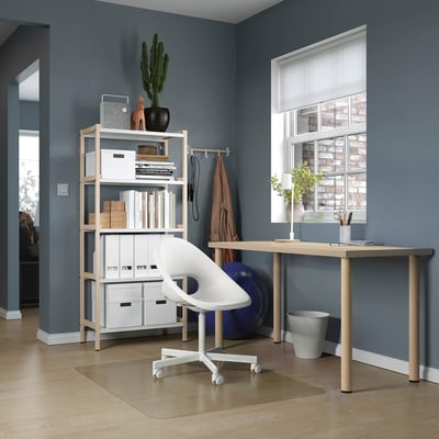 LAGKAPTEN / BÅREKULLA Desk, white stained oak effect, 140x60 cm