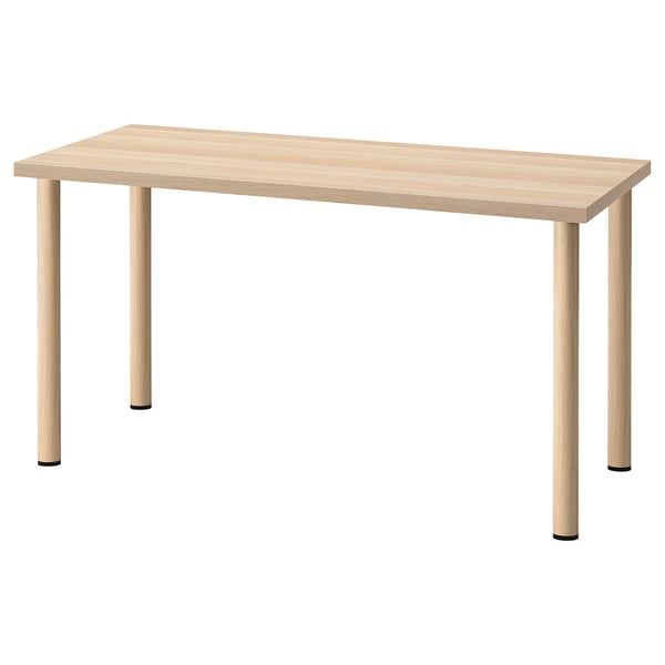 LAGKAPTEN / BÅREKULLA Desk, white stained oak effect, 140x60 cm