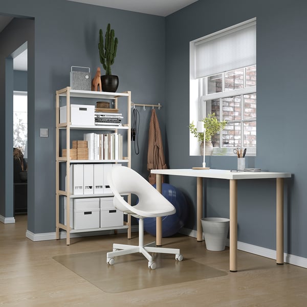 LAGKAPTEN / BÅREKULLA Desk, white/white stained oak effect, 120x60 cm