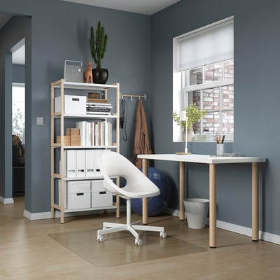 LAGKAPTEN / BÅREKULLA Desk, white/white stained oak effect, 120x60 cm