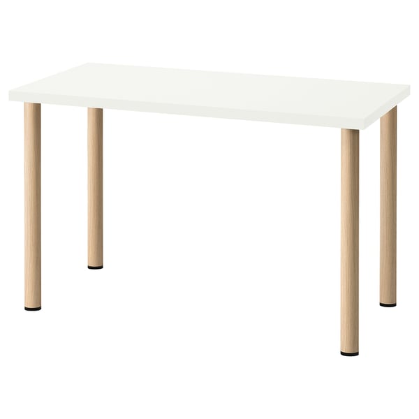 LAGKAPTEN / BÅREKULLA Desk, white/white stained oak effect, 120x60 cm