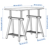 LAGKAPTEN / MITTBACK Desk, grey/wood effect birch, 140x60 cm