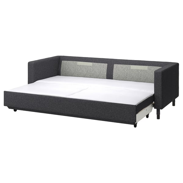 LANDSKRONA 3-seat sofa-bed, Gunnared dark grey/black