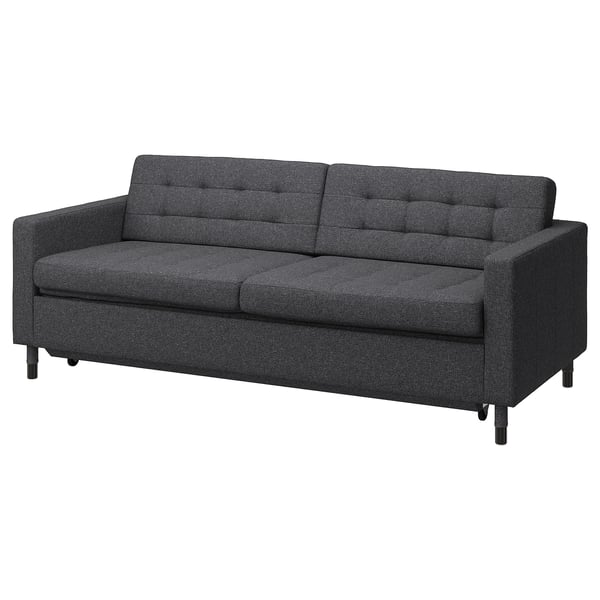 LANDSKRONA 3-seat sofa-bed, Gunnared dark grey/black