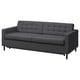 LANDSKRONA 3-seat sofa-bed, Gunnared dark grey/black
