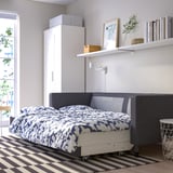 LANDSKRONA 3-seat sofa-bed, Gunnared dark grey/black