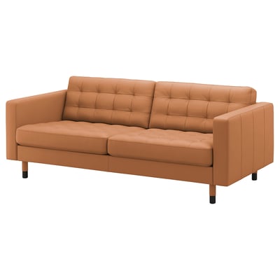 LANDSKRONA 3-seat sofa, Grann/Bomstad golden-brown/wood/black