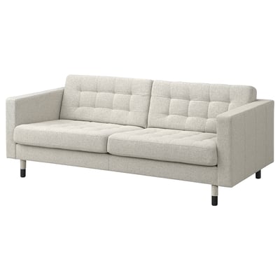 LANDSKRONA 3-seat sofa, Gunnared beige/black/wood