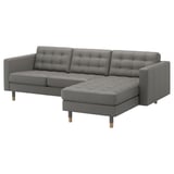 LANDSKRONA 3-seat sofa, with chaise longue/Grann/Bomstad grey-green/wood