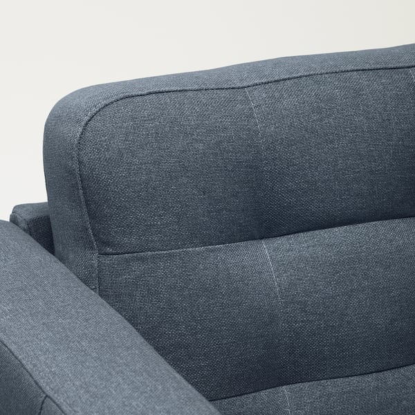 LANDSKRONA 3-seat sofa with chaise longue, Gunnared blue/wood/black