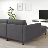 LANDSKRONA 3-seat sofa with chaise longue, Gunnared dark grey/wood/black