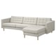 LANDSKRONA 4-seat sofa with chaise longue, Gunnared beige/wood